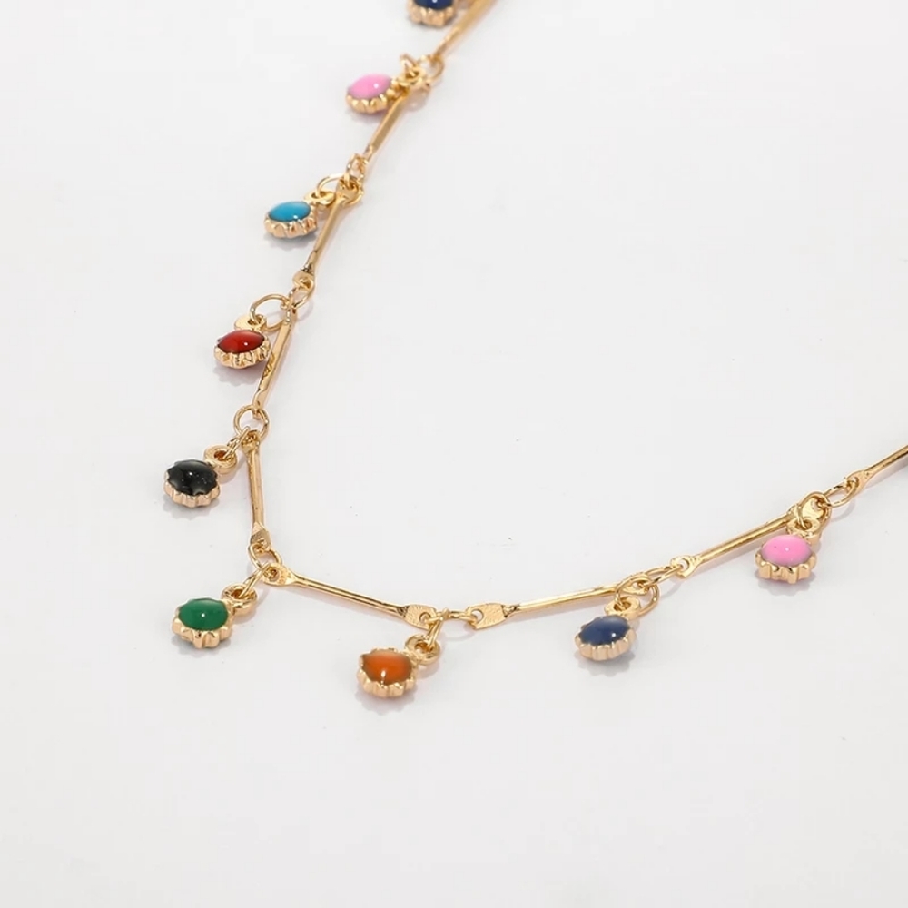 *1 LEFT* Dainty Colorful Charm Choker Necklace - Picture 2 of 6